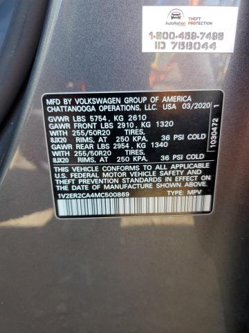 1V2ER2CA4MC500869 - 2021 VOLKSWAGEN ATLAS SEL GRAY photo 13