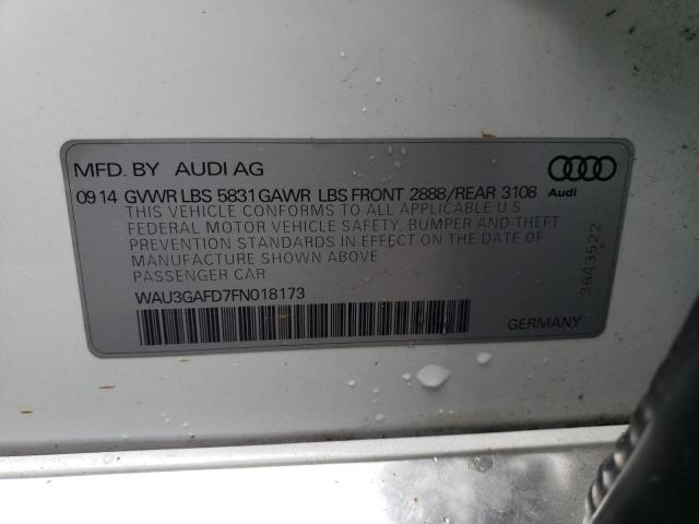 WAU3GAFD7FN018173 - 2015 AUDI A8 L QUATTRO WHITE photo 12