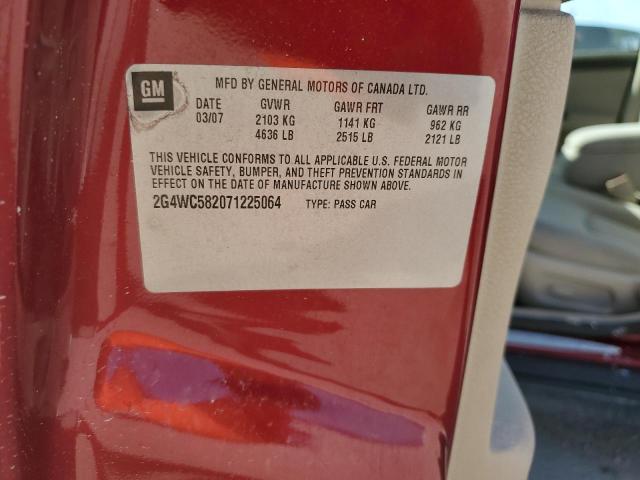 2G4WC582071225064 - 2007 BUICK LACROSSE CX RED photo 12