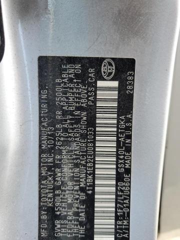 4T1BK1EB2EU081033 - 2014 TOYOTA AVALON BASE 银色 照片 13