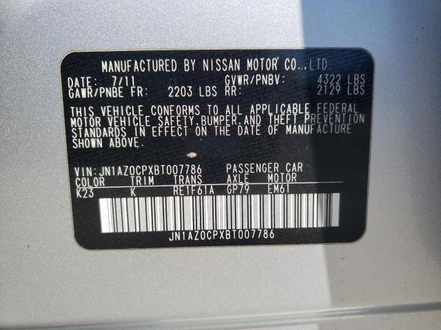 JN1AZ0CPXBT007786 - 2011 NISSAN LEAF SV SILVER photo 12