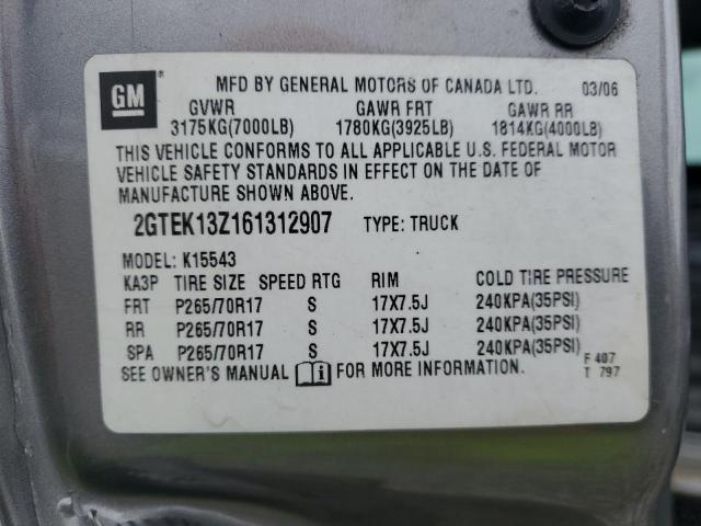 2GTEK13Z161312907 - 2006 GMC NEW SIERRA K1500 SILVER photo 12