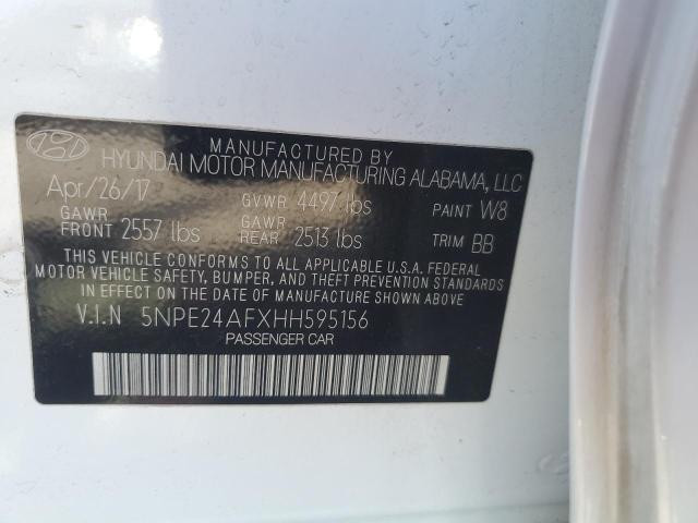 5NPE24AFXHH595156 - 2017 HYUNDAI SONATA SE WHITE photo 12