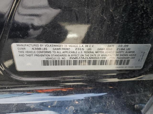 3VWRJ7AJ1AM050728 - 2010 VOLKSWAGEN JETTA WOLFSBURG 黑色 照片 12