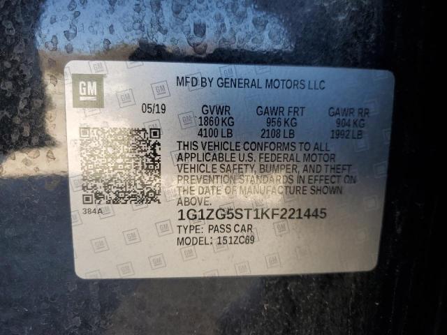 1G1ZG5ST1KF221445 - 2019 CHEVROLET MALIBU RS 黑色 照片 13