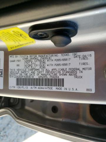 5TFJU4GN3FX083618 - 2015 TOYOTA TACOMA DOUBLE CAB PRERUNNER SILVER photo 12