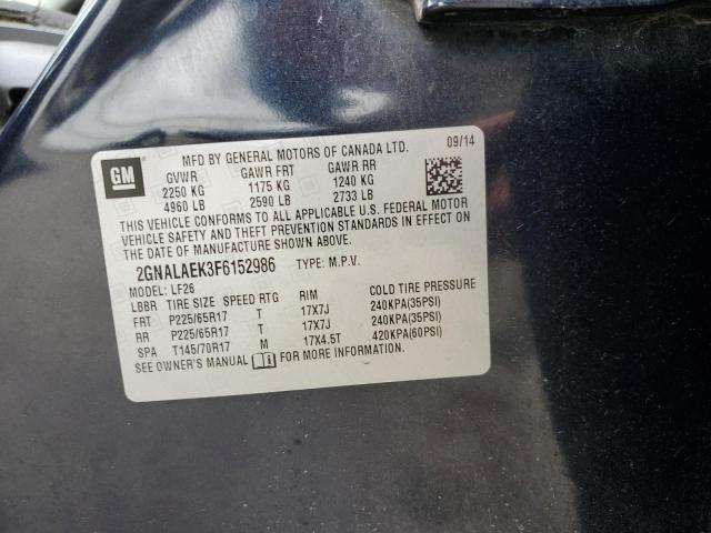 2GNALAEK3F6152986 - 2015 CHEVROLET EQUINOX LS BLUE photo 12