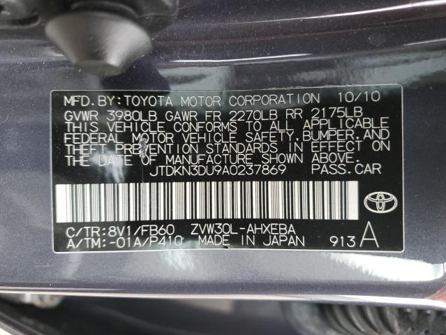 JTDKN3DU9A0237869 - 2010 TOYOTA PRIUS GRAY photo 12