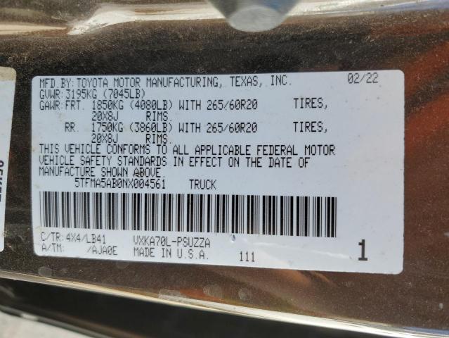 5TFMA5AB0NX004561 - 2022 TOYOTA TUNDRA CREWMAX PLATINUM ყავისფერი ფოტო 13