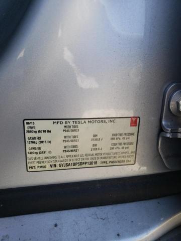 5YJSA1DP5DFP13616 - 2013 TESLA MODEL S Արծաթագույն լուսանկար 12