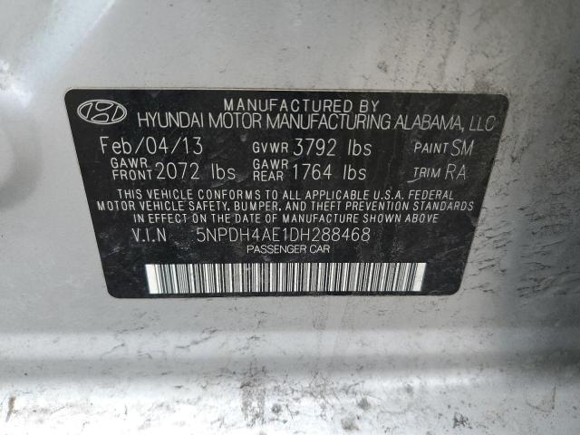 5NPDH4AE1DH288468 - 2013 HYUNDAI ELANTRA GLS SILVER photo 12