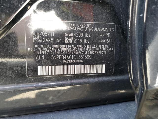 5NPEB4AC1CH351569 - 2012 HYUNDAI SONATA GLS CHARCOAL photo 12