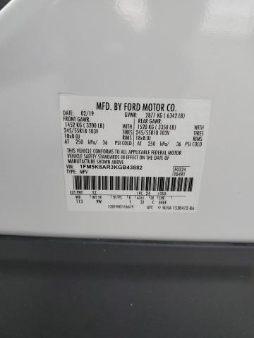 1FM5K8AR3KGB43882 - 2019 FORD EXPLORER POLICE INTERCEPTOR WHITE photo 13