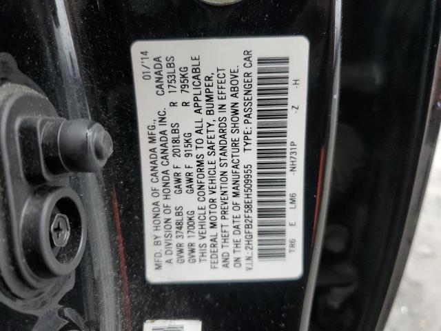 2HGFB2F58EH509955 - 2014 HONDA CIVIC LX BLACK photo 12