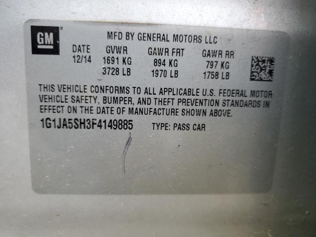 1G1JA5SH3F4149885 - 2015 CHEVROLET SONIC LS 黑色 照片 12