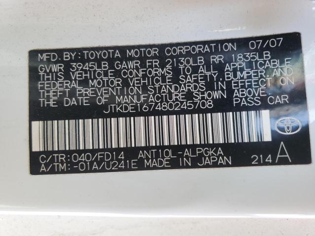 JTKDE167480245708 - 2008 TOYOTA SCION TC 白色 照片 12