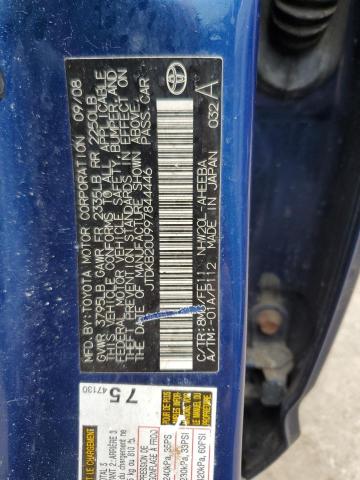 JTDKB20U997844446 - 2009 TOYOTA PRIUS BLUE photo 12