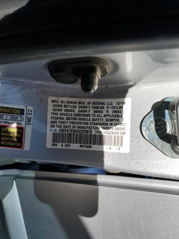 19XFA1F62AE025970 - 2010 HONDA CIVIC LX-S فضي صورة 13