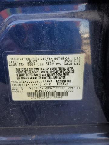 3N1AB61E38L679842 - 2008 NISSAN SENTRA 2.0 BLUE photo 12