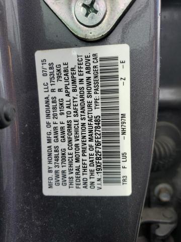 19XFB2F76FE278485 - 2015 HONDA CIVIC SE CHARCOAL photo 12