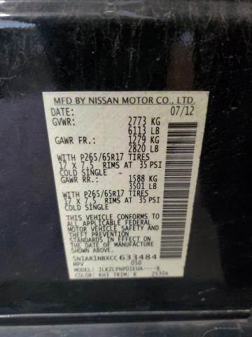 5N1AR1NBXCC633484 - 2012 NISSAN PATHFINDER S 黑色 照片 12