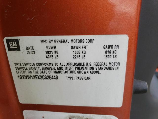 1G2NW12EX3C325443 - 2003 PONTIAC GRAND AM GT ORANGE photo 13