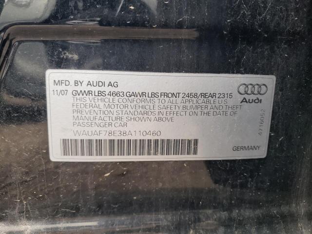 WAUAF78E38A110460 - 2008 AUDI A4 2.0T BLACK photo 13