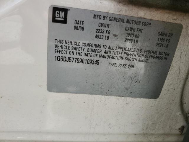 1G6DJ577990109345 - 2009 CADILLAC CTS WHITE photo 12