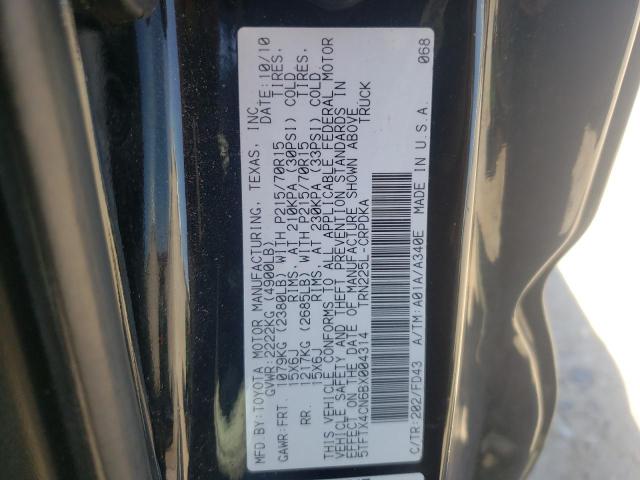 5TFTX4CN6BX004314 - 2011 TOYOTA TACOMA ACCESS CAB შავი ფოტო 12