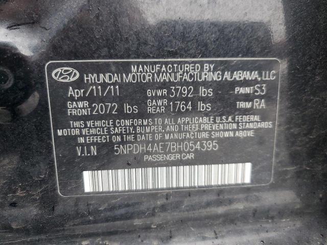 5NPDH4AE7BH054395 - 2011 HYUNDAI ELANTRA GLS BLACK photo 12