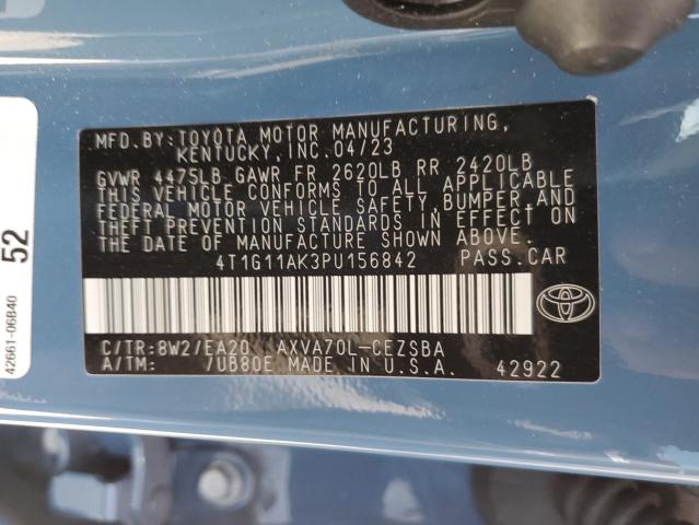 4T1G11AK3PU156842 - 2023 TOYOTA CAMRY SE NIGHT SHADE BLUE photo 12