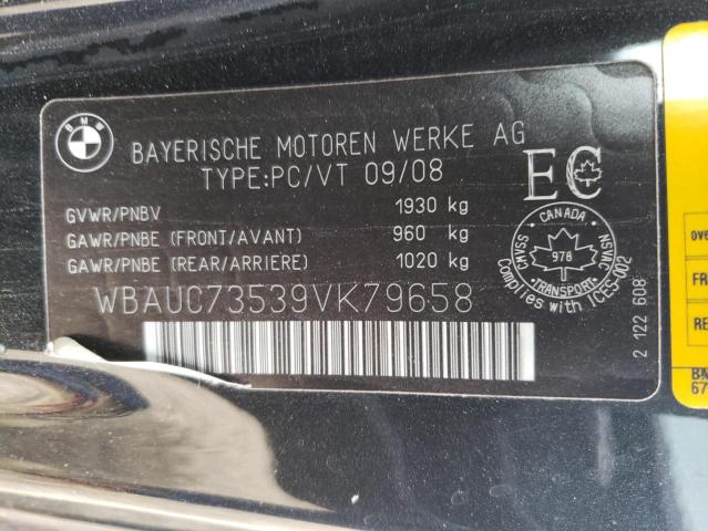 WBAUC73539VK79658 - 2009 BMW 135 I BLACK photo 12