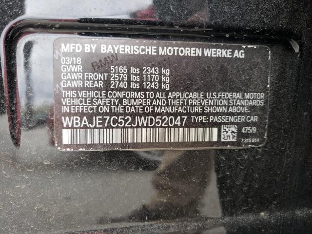 WBAJE7C52JWD52047 - 2018 BMW 540 XI BLACK photo 12