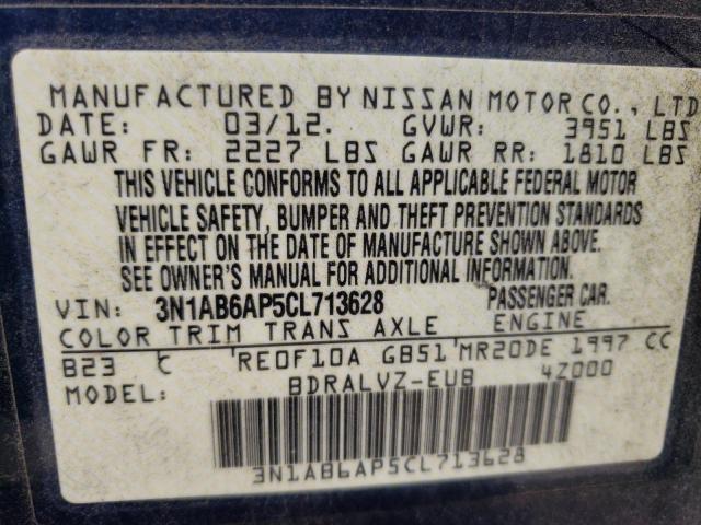 3N1AB6AP5CL713628 - 2012 NISSAN SENTRA 2.0 BLUE photo 12