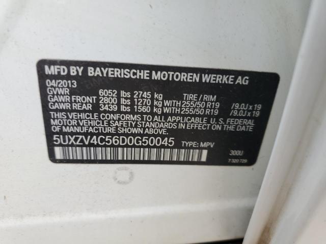 5UXZV4C56D0G50045 - 2013 BMW X5 XDRIVE35I WHITE photo 14