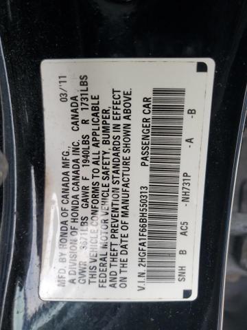 2HGFA1F66BH550313 - 2011 HONDA CIVIC LX-S 黑色 照片 13