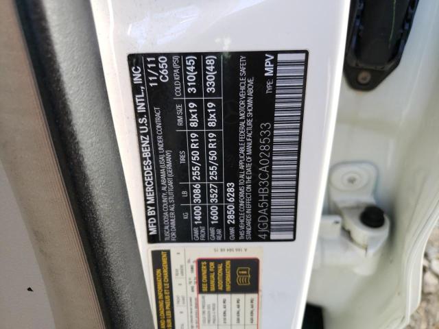 4JGDA5HB3CA028533 - 2012 MERCEDES-BENZ ML 350 4MATIC WHITE photo 13