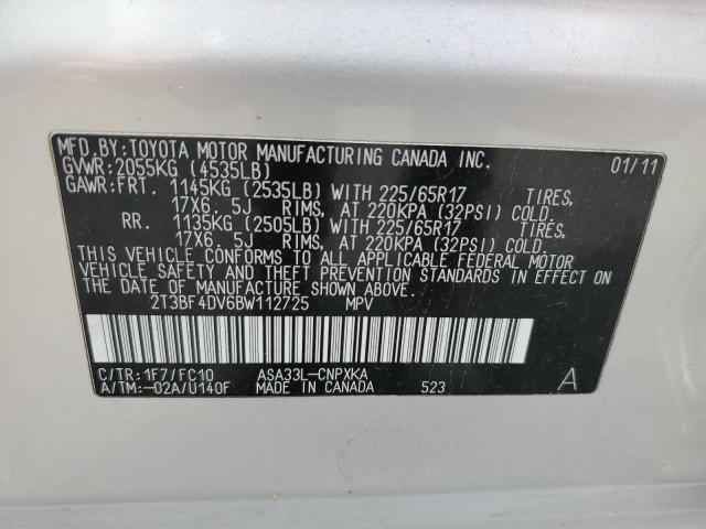 2T3BF4DV6BW112725 - 2011 TOYOTA RAV4 银色 照片 13