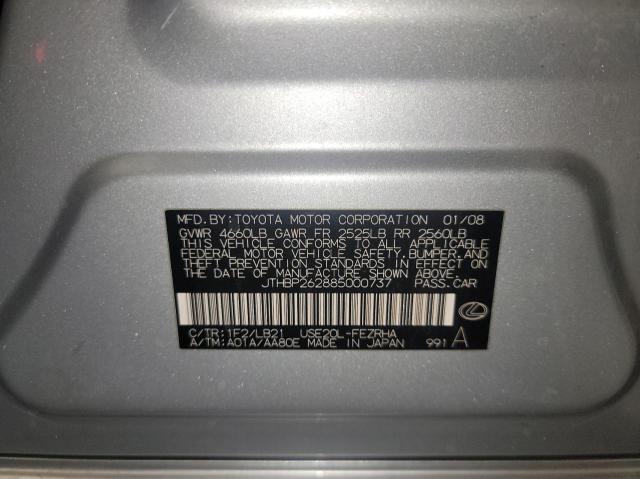 JTHBP262885000737 - 2008 LEXUS IS-F SILVER photo 10