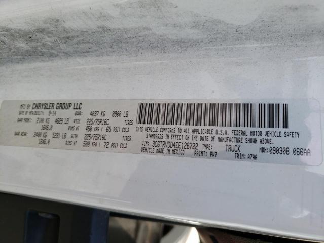 3C6TRVDD4EE126722 - 2014 RAM PROMASTER 2500 HIGH WHITE photo 13