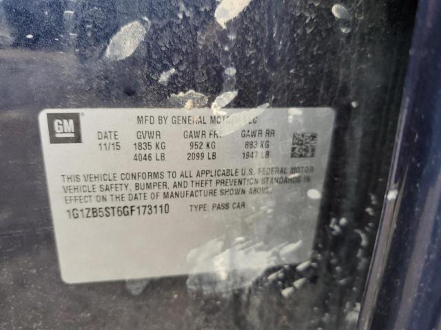 1G1ZB5ST6GF173110 - 2016 CHEVROLET MALIBU LS BLUE photo 12