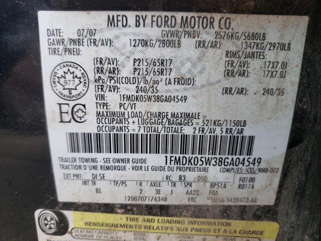 1FMDK05W38GA04549 - 2008 FORD TAURUS X SEL BLUE photo 14