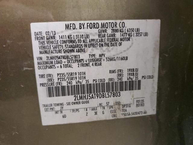 2LMHJ5AT9DBL57803 - 2013 LINCOLN MKT ოქროსფერი ფოტო 13