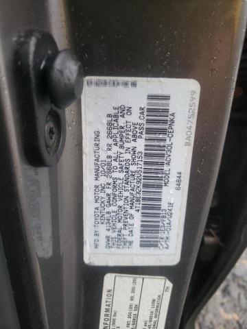 4T1BE32K92U517153 - 2002 TOYOTA CAMRY LE GRAY photo 12