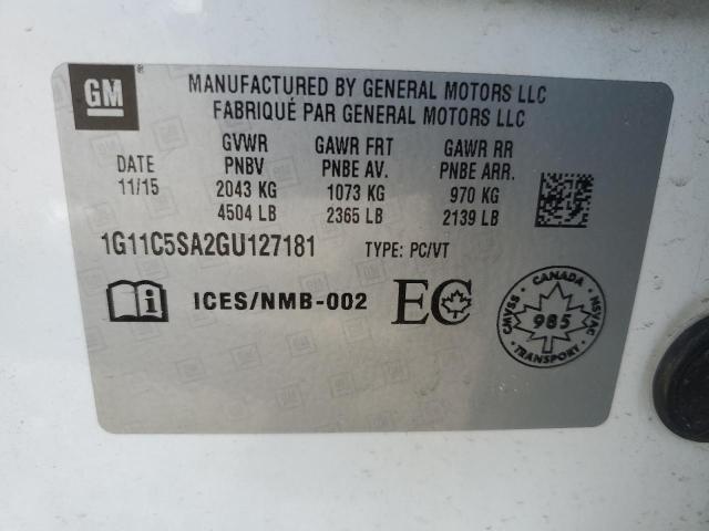 1G11C5SA2GU127181 - 2016 CHEVROLET MALIBU LIM LT 白色 照片 12
