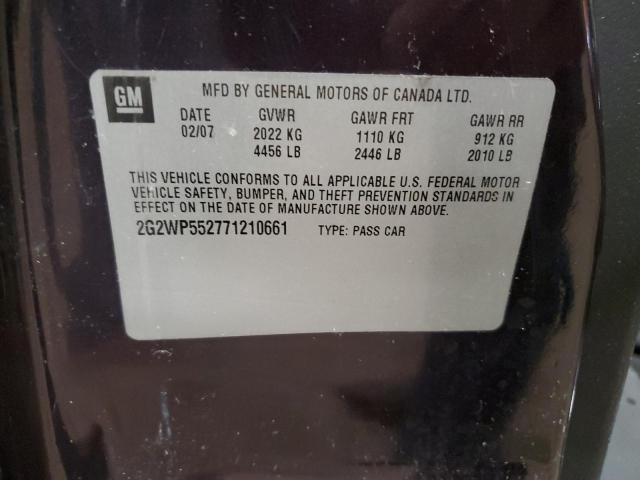 2G2WP552771210661 - 2007 PONTIAC GRAND PRIX 紫色 照片 12