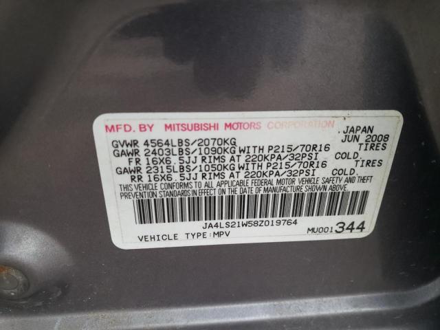 JA4LS21W58Z019764 - 2008 MITSUBISHI OUTLANDER ES رمادي صورة 13