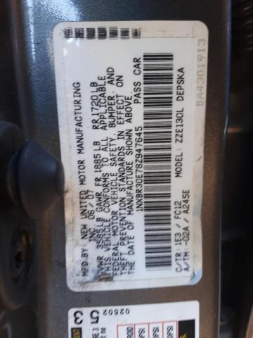 1NXBR30E78Z947645 - 2008 TOYOTA COROLLA CE GRAY photo 12