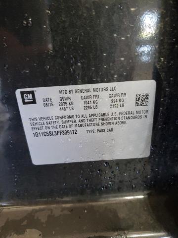 1G11C5SL3FF339172 - 2015 CHEVROLET MALIBU 1LT CHARCOAL photo 10