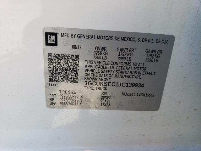 3GCUKSEC1JG139934 - 2018 CHEVROLET SILVERADO K1500 LTZ WHITE photo 13